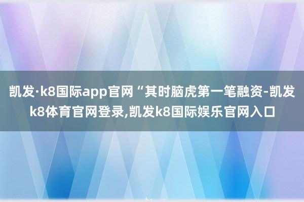 凯发·k8国际app官网“其时脑虎第一笔融资-凯发k8体育官网登录,凯发k8国际娱乐官网入口